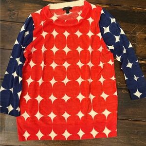 J. Crew Red and Blue Patterned Sweater